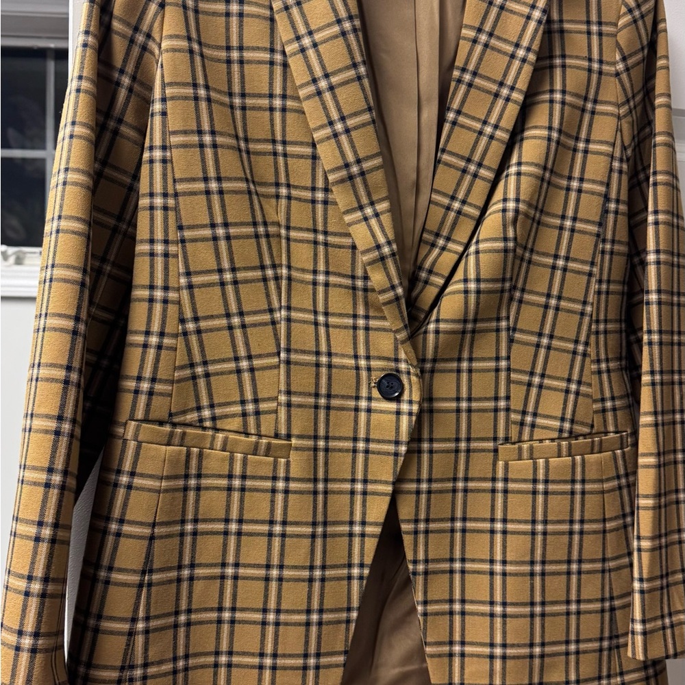 LOFT Women's Tan Plaid Blazer